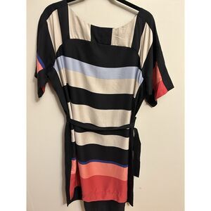 Ann Taylor Color Block Dress Size Large With Tie Belt